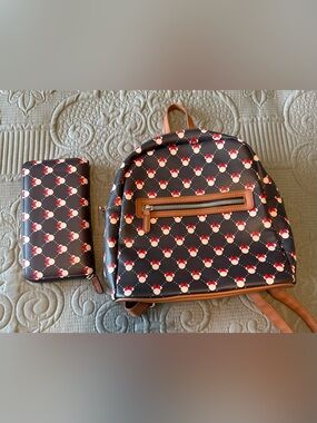 ✨ NWT Disney Minnie Mouse Mini Backpack & Matching Zip Wallet Set